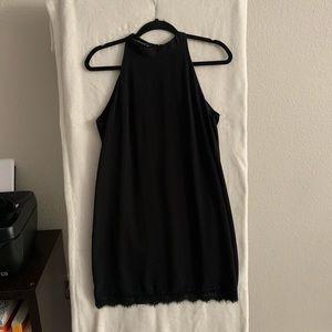 Black mini dress with lace detail